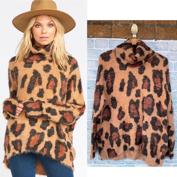 show me your mumu fatima turtleneck in cheetah fever size medium - Picture 1 of 7